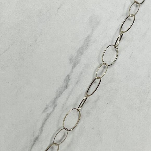 Chico's Gold Tone Chain Link Faux Pearl Pyramid Necklace - Picture 5 of 9